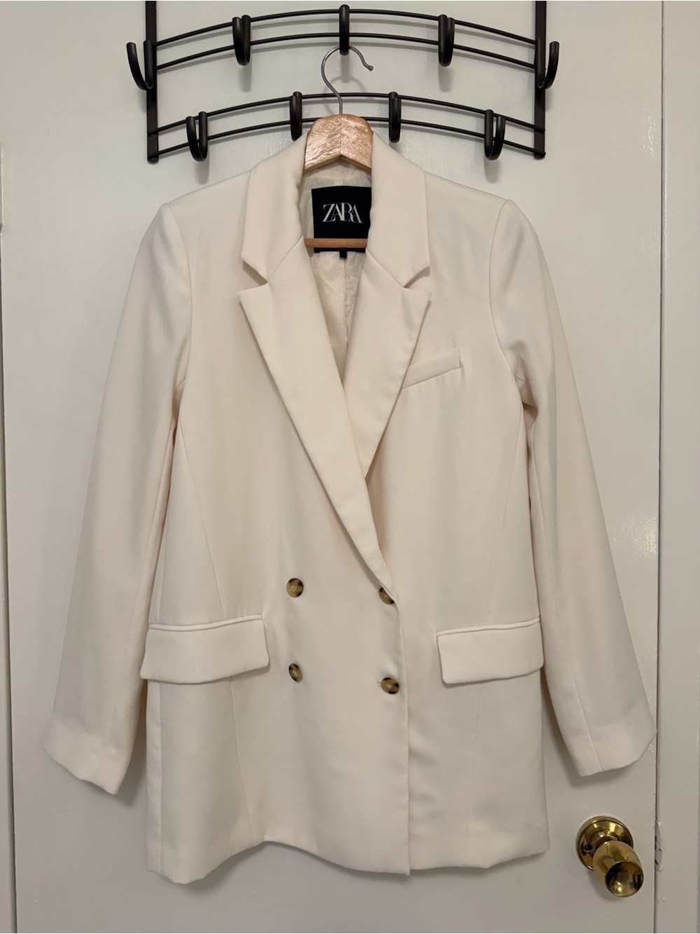 ZARA Ivory Double-Breasted Blazer